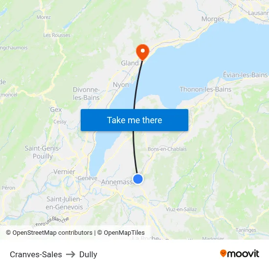 Cranves-Sales to Dully map