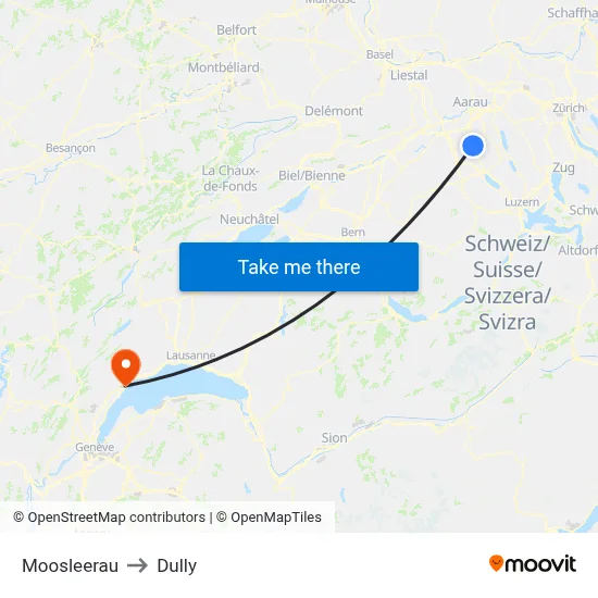 Moosleerau to Dully map
