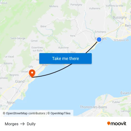 Morges to Dully map