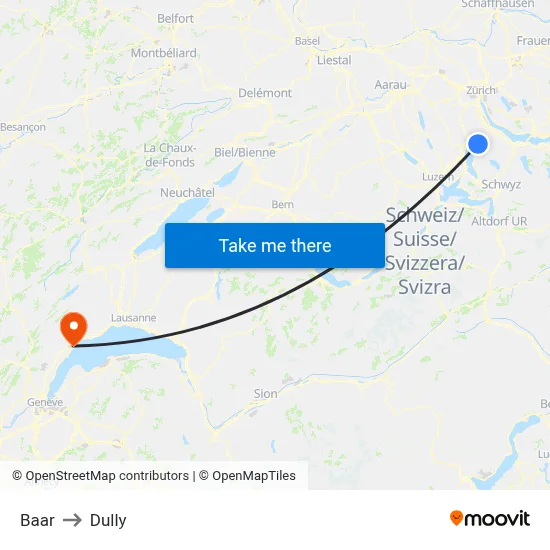 Baar to Dully map