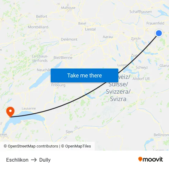 Eschlikon to Dully map