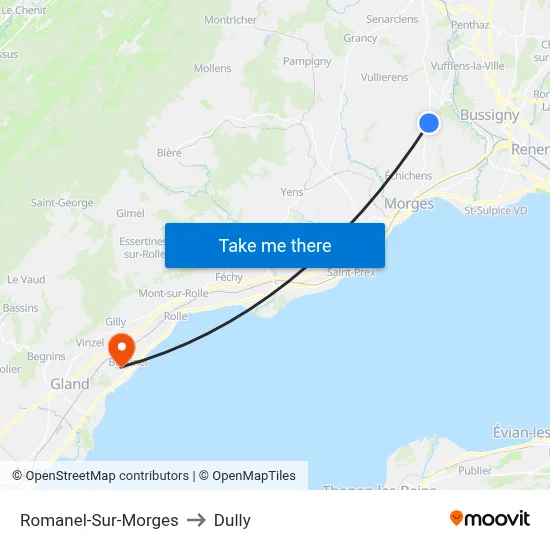 Romanel-Sur-Morges to Dully map