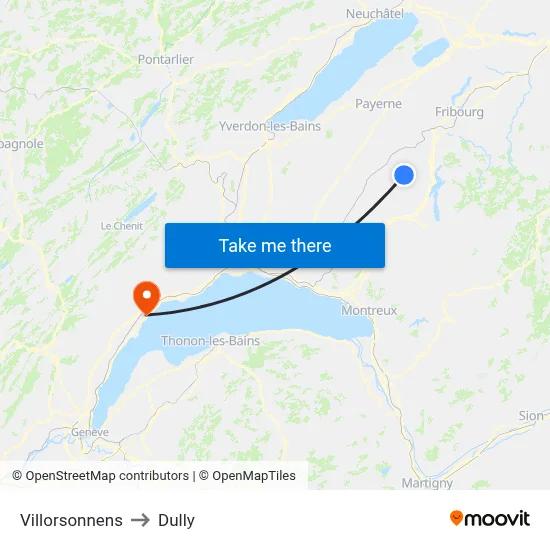 Villorsonnens to Dully map