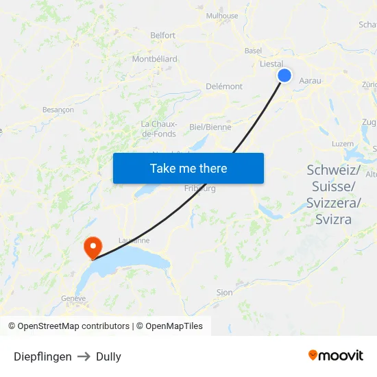 Diepflingen to Dully map