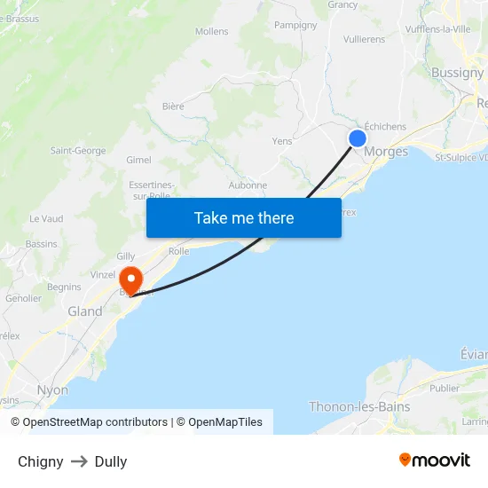 Chigny to Dully map