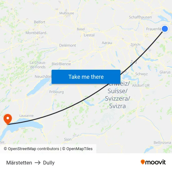 Märstetten to Dully map