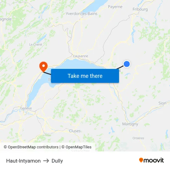 Haut-Intyamon to Dully map