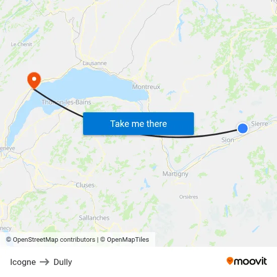 Icogne to Dully map