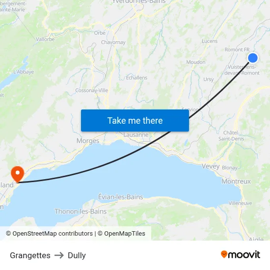 Grangettes to Dully map