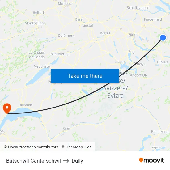 Bütschwil-Ganterschwil to Dully map