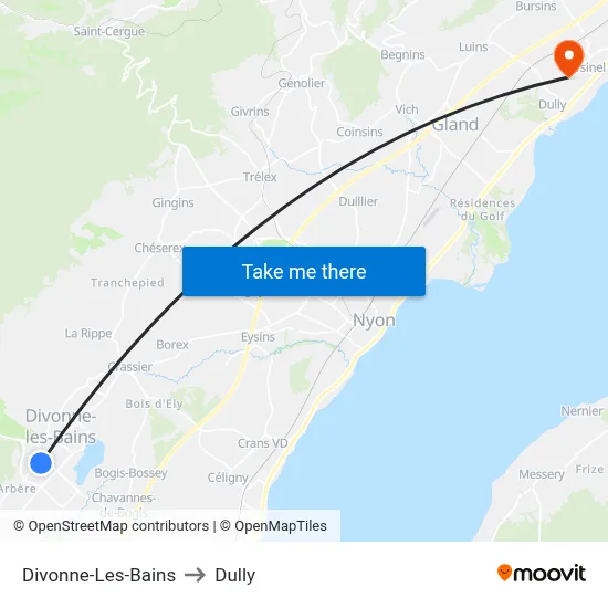 Divonne-Les-Bains to Dully map