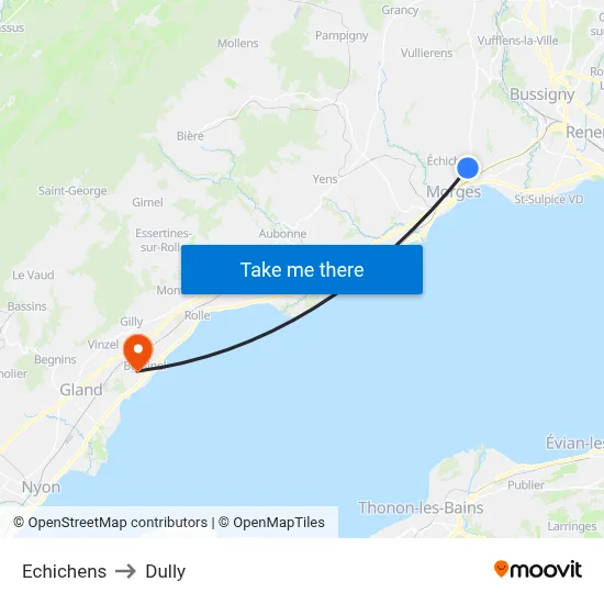 Echichens to Dully map