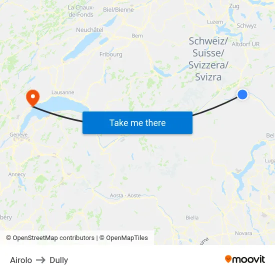 Airolo to Dully map
