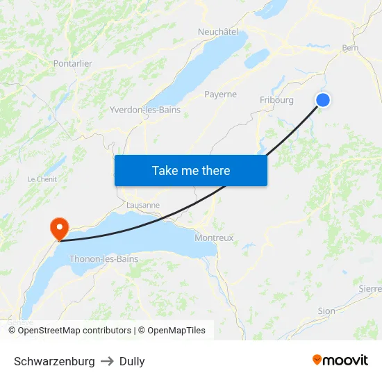 Schwarzenburg to Dully map