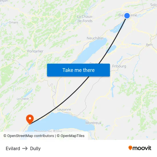 Evilard to Dully map