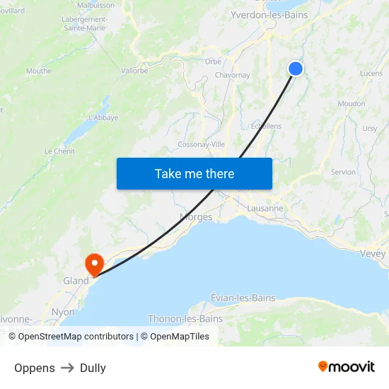 Oppens to Dully map