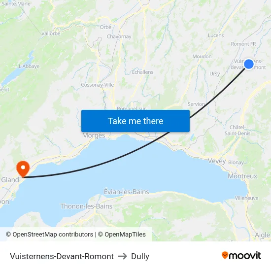 Vuisternens-Devant-Romont to Dully map