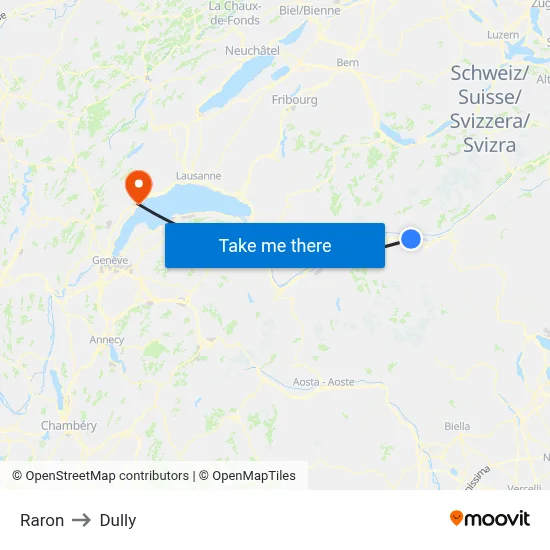 Raron to Dully map