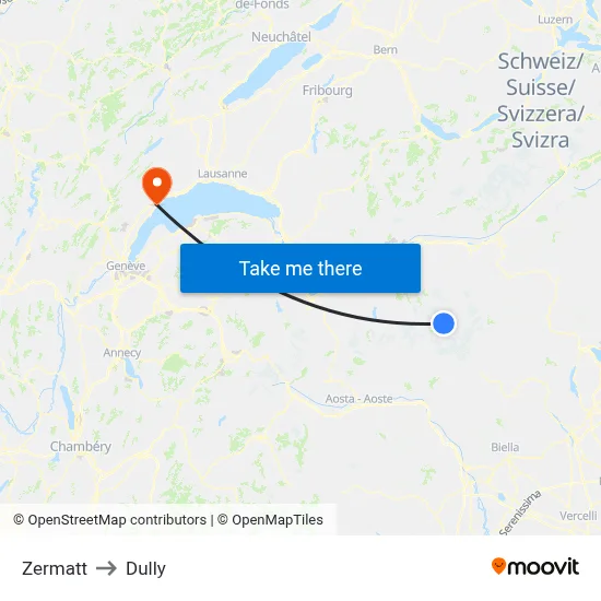 Zermatt to Dully map