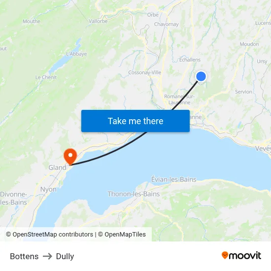 Bottens to Dully map