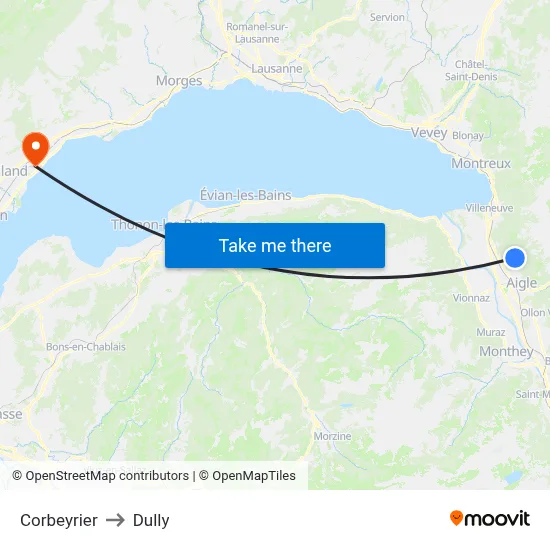 Corbeyrier to Dully map