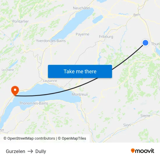 Gurzelen to Dully map