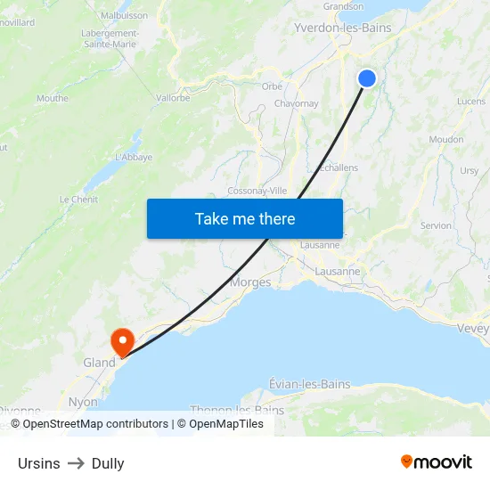 Ursins to Dully map