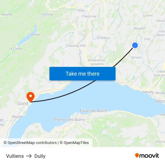 Vulliens to Dully map