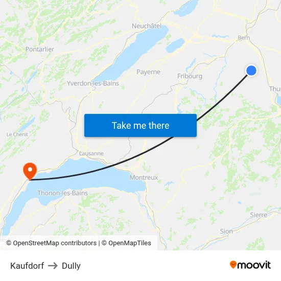 Kaufdorf to Dully map