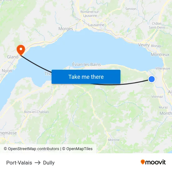 Port-Valais to Dully map