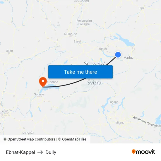 Ebnat-Kappel to Dully map