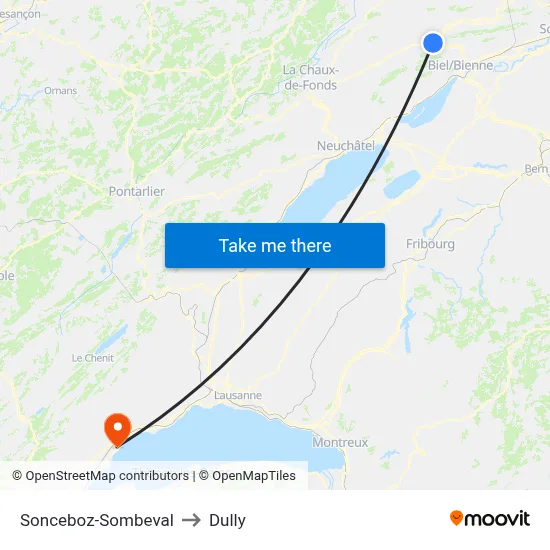 Sonceboz-Sombeval to Dully map