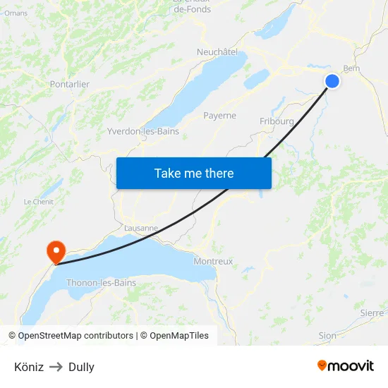 Köniz to Dully map