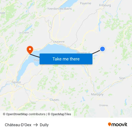 Château-D'Oex to Dully map