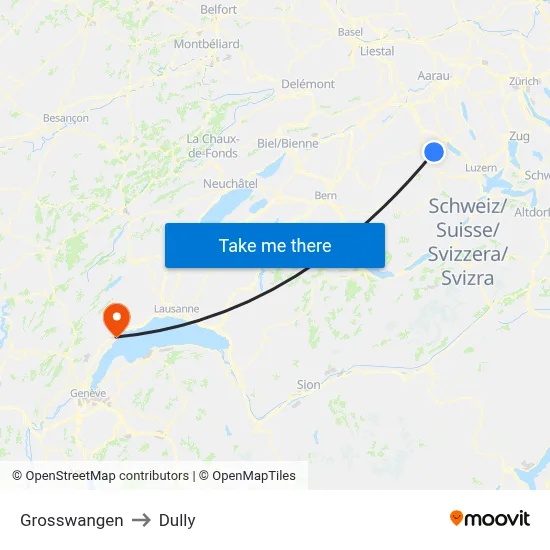 Grosswangen to Dully map