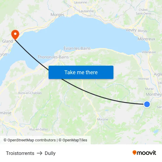 Troistorrents to Dully map