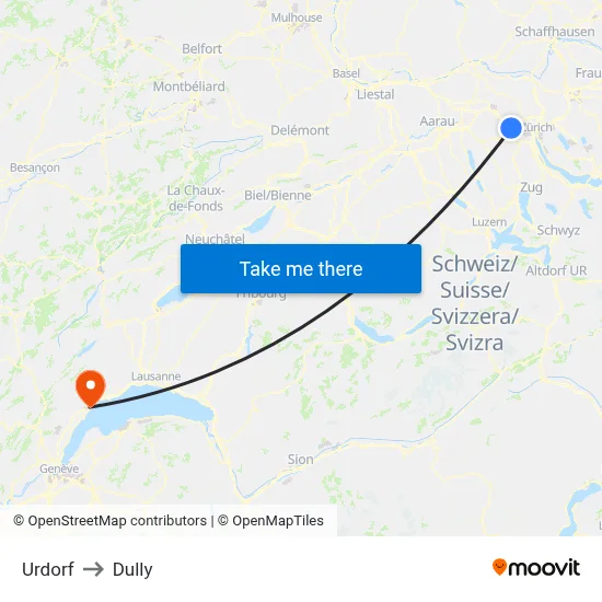 Urdorf to Dully map