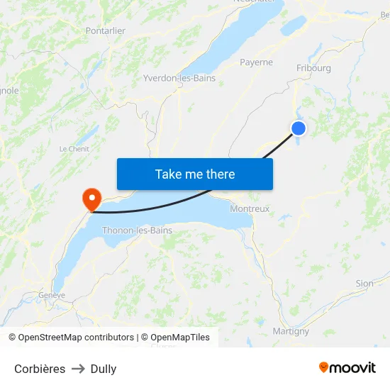 Corbières to Dully map