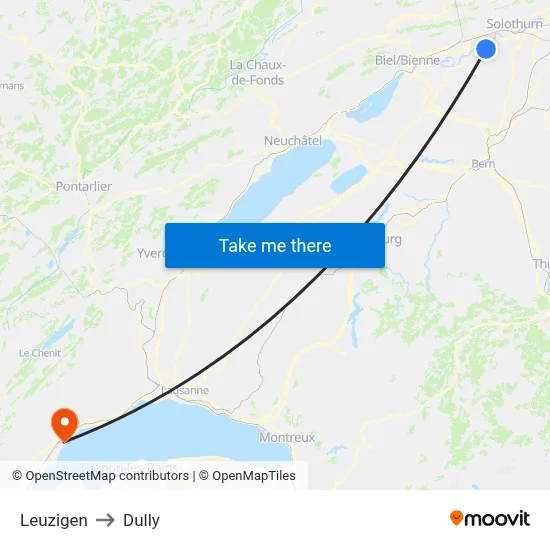 Leuzigen to Dully map