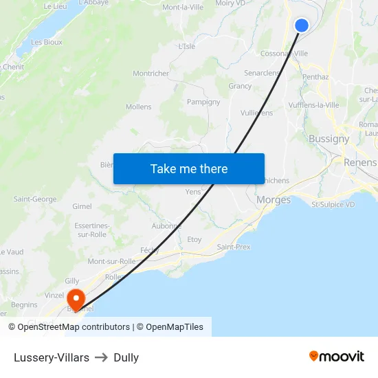 Lussery-Villars to Dully map