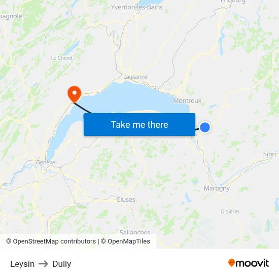 Leysin to Dully map