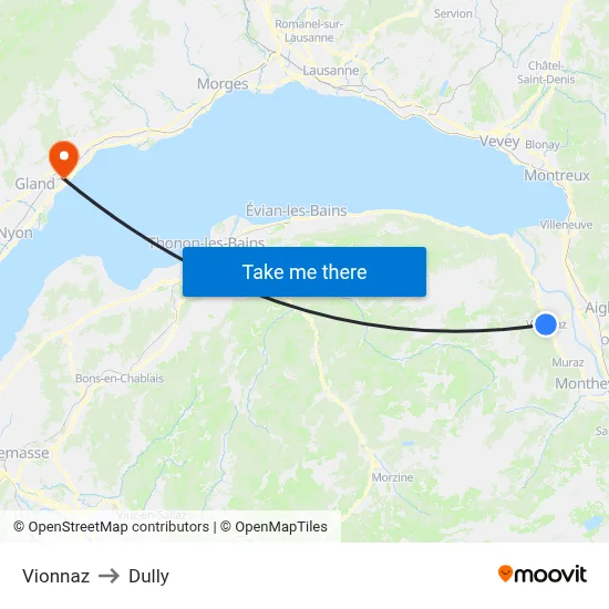 Vionnaz to Dully map