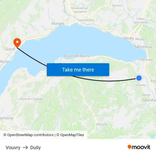 Vouvry to Dully map