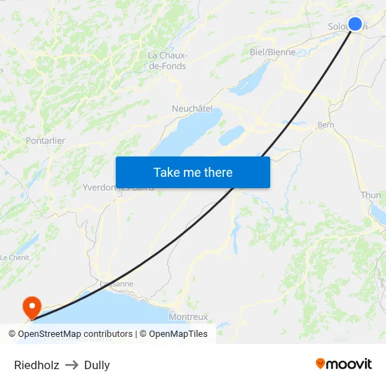 Riedholz to Dully map
