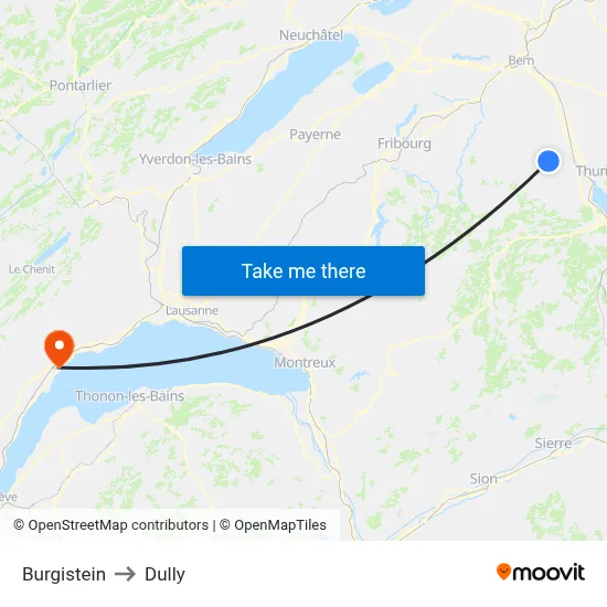 Burgistein to Dully map