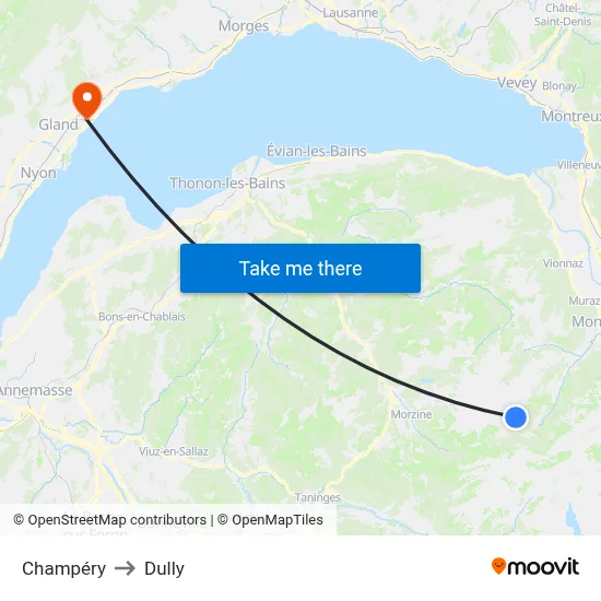 Champéry to Dully map