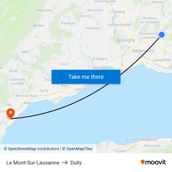 Le Mont-Sur-Lausanne to Dully map