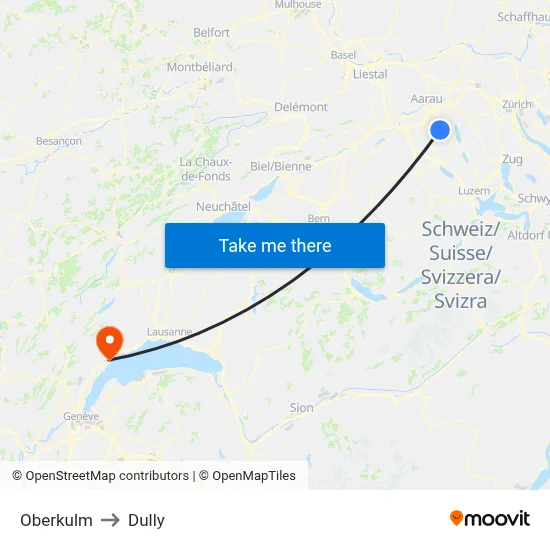 Oberkulm to Dully map