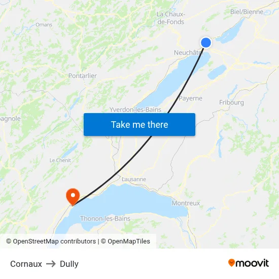 Cornaux to Dully map