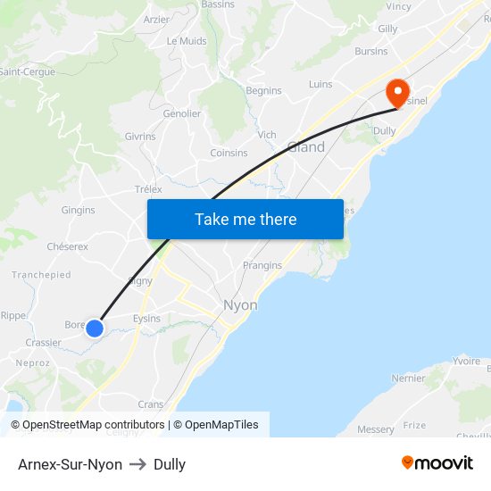 Arnex-Sur-Nyon to Dully map